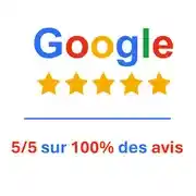 Avis Google 5 sur 5 sur 100 % des avis
